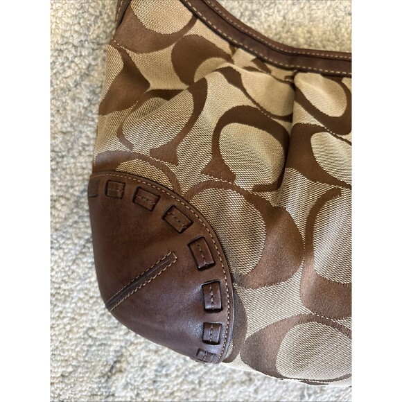 VGUC VTG Coach Ergo Signature Shoulder Hobo Purse Monogram Canvas Leather Brown - Picture 2 of 10